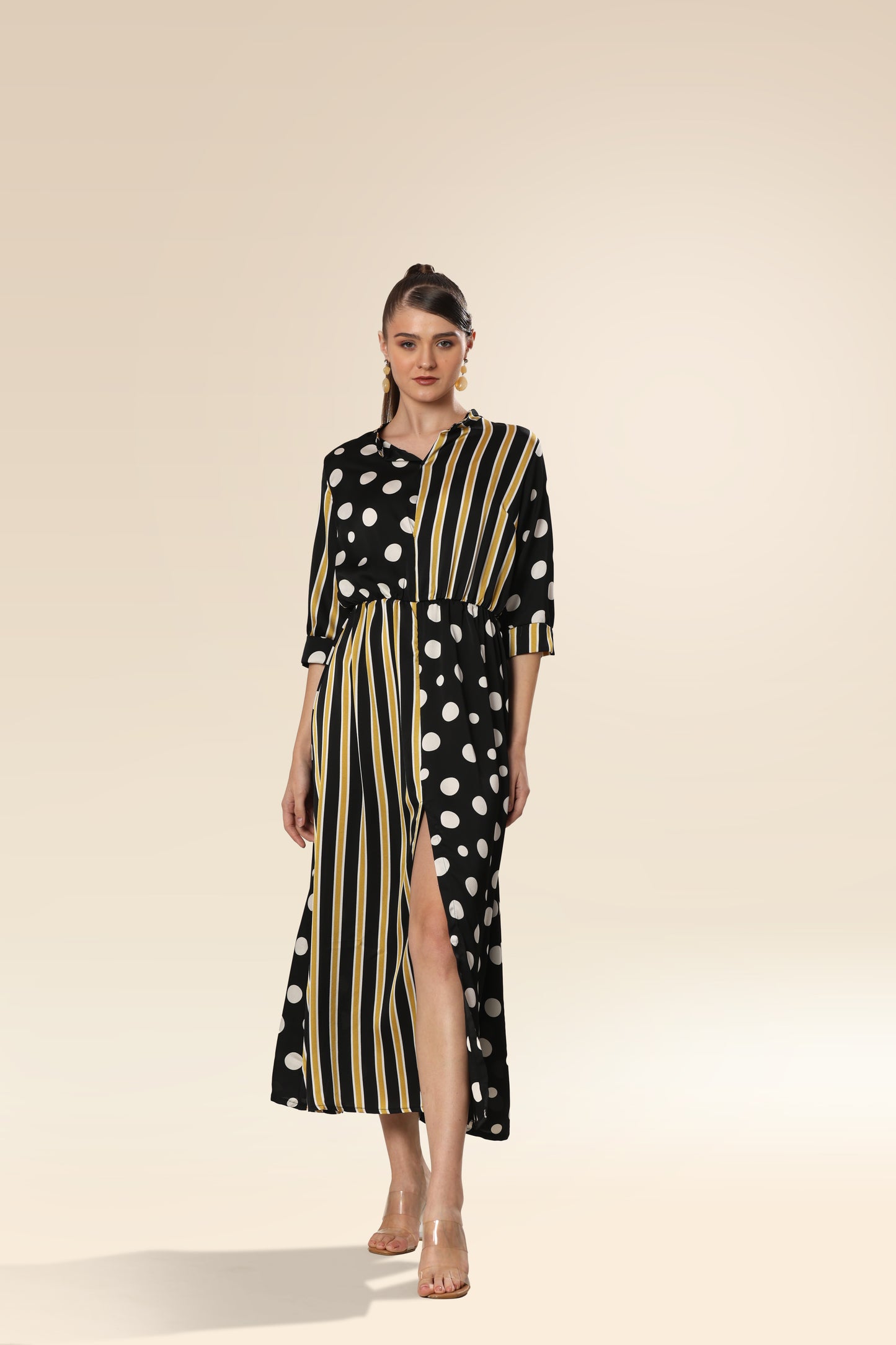 Mingle & Dazzle Brown Polka Symphony Dress