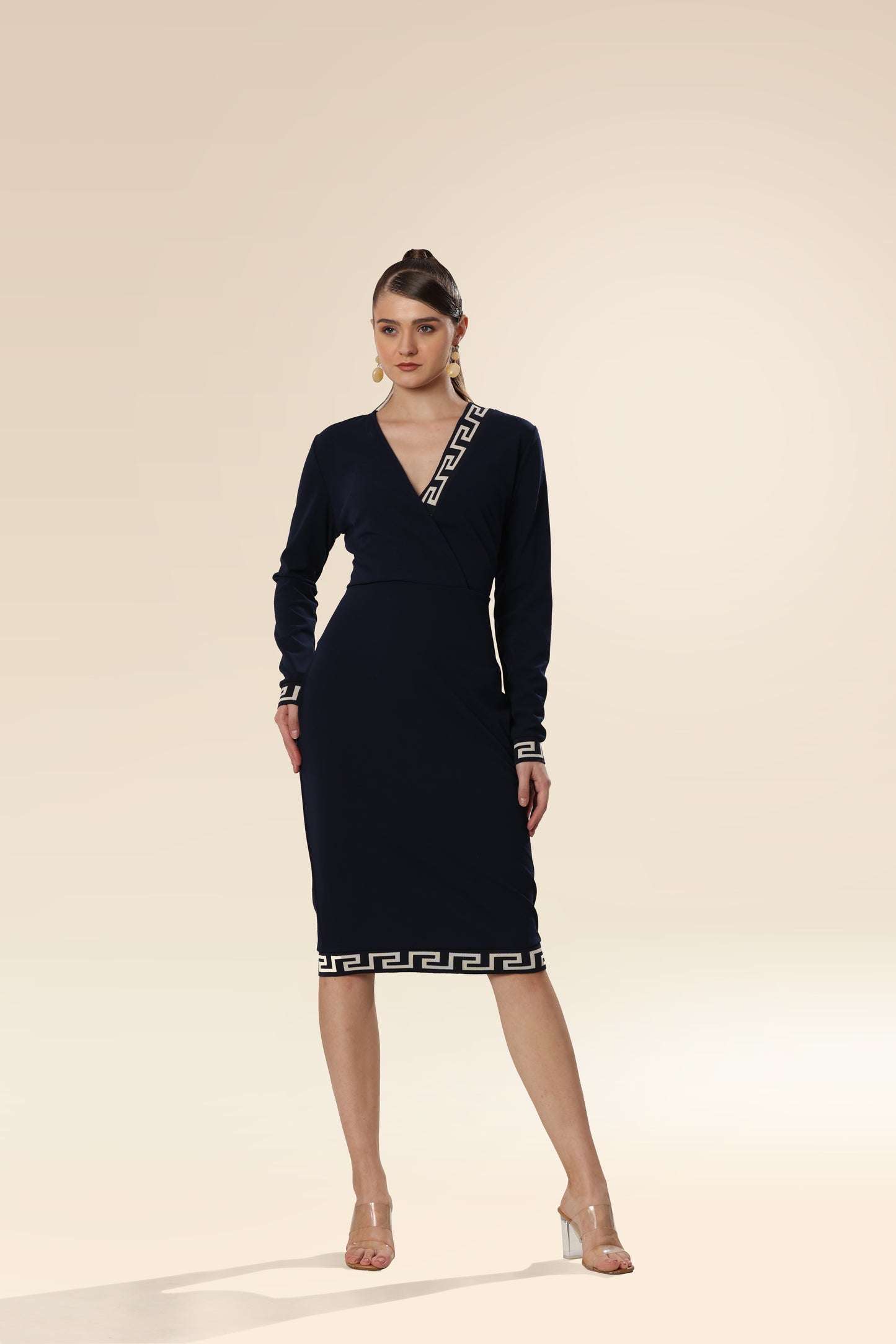 Deep Blue Geometry Elegance Dress