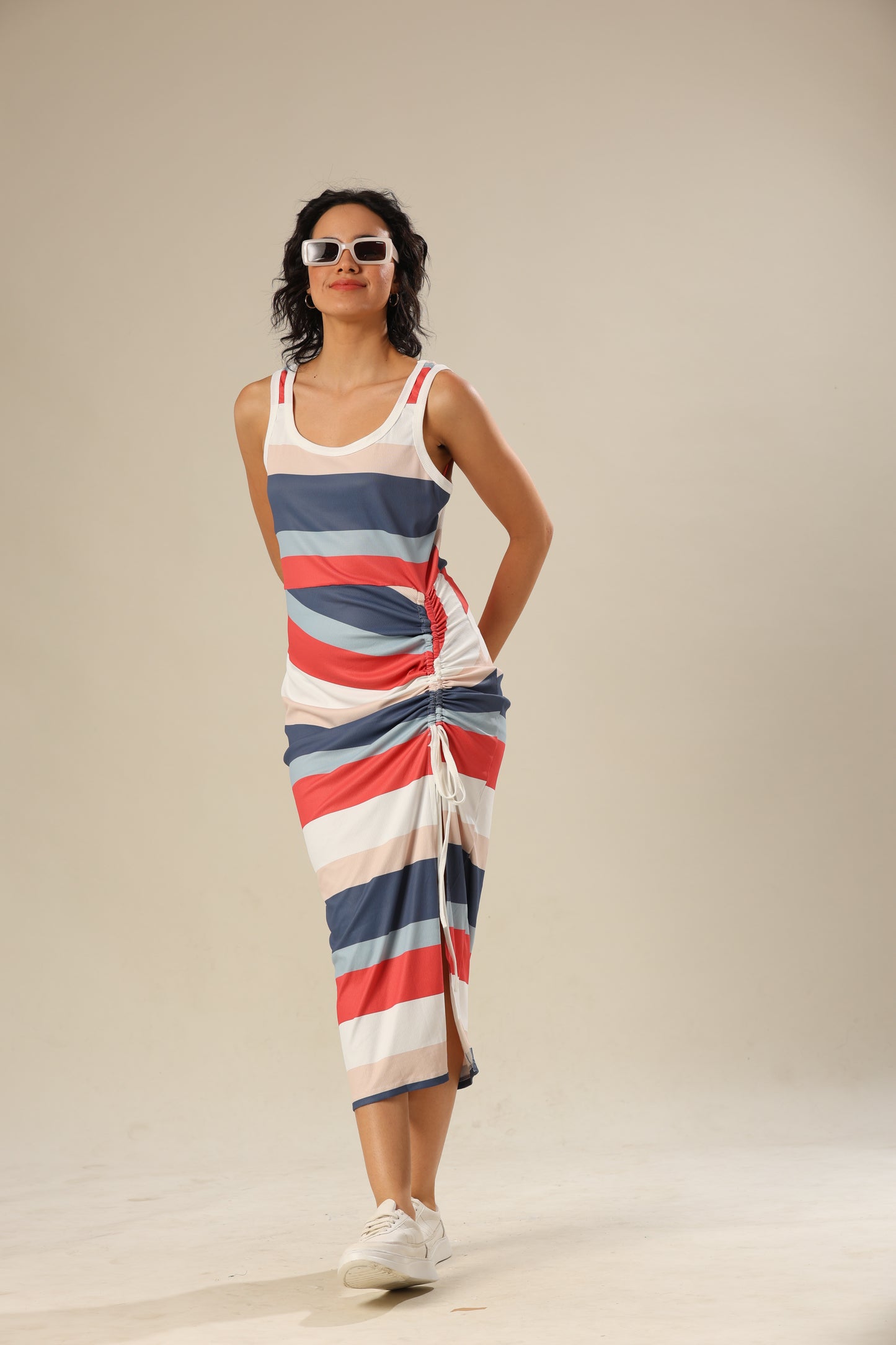 Tied In Color Striped Chic Dress
