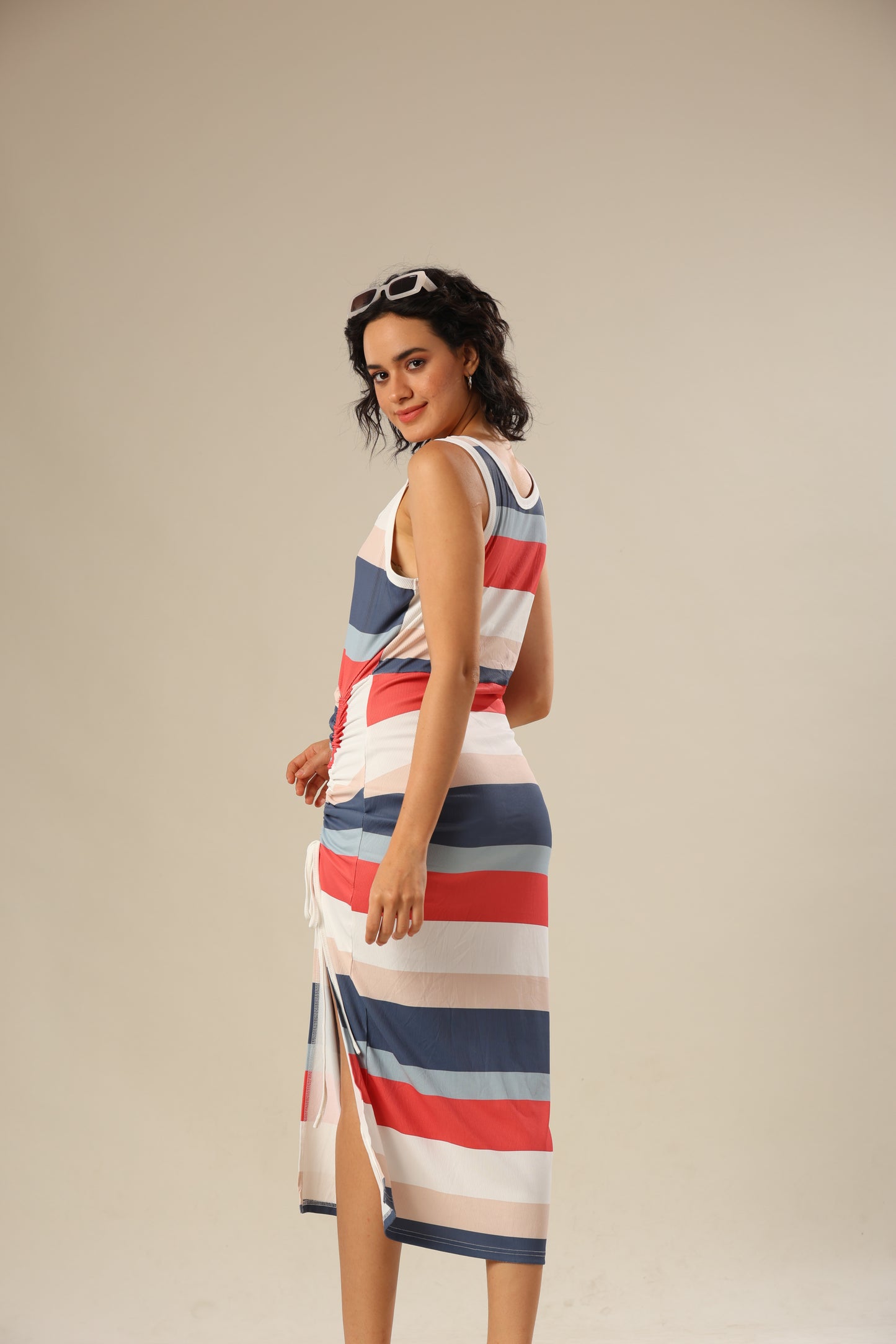 Tied In Color Striped Chic Dress