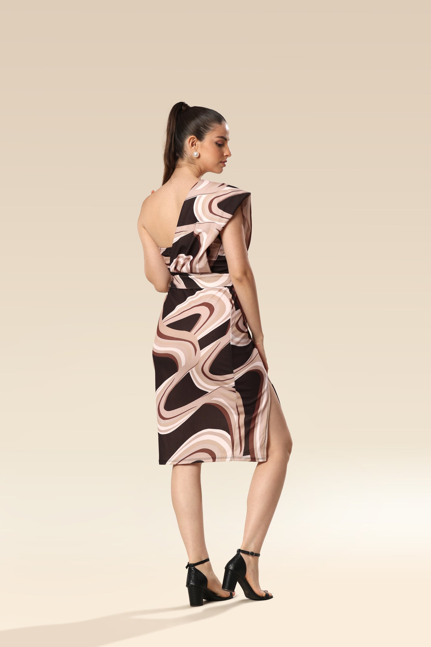 Neutral Chic Slit Ensemble Dress