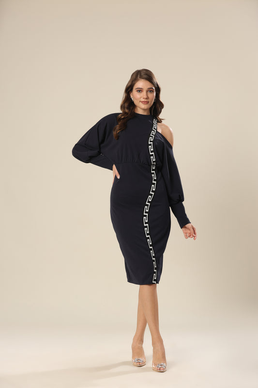 Geometric Gala Off-Shoulder Stunner Dress