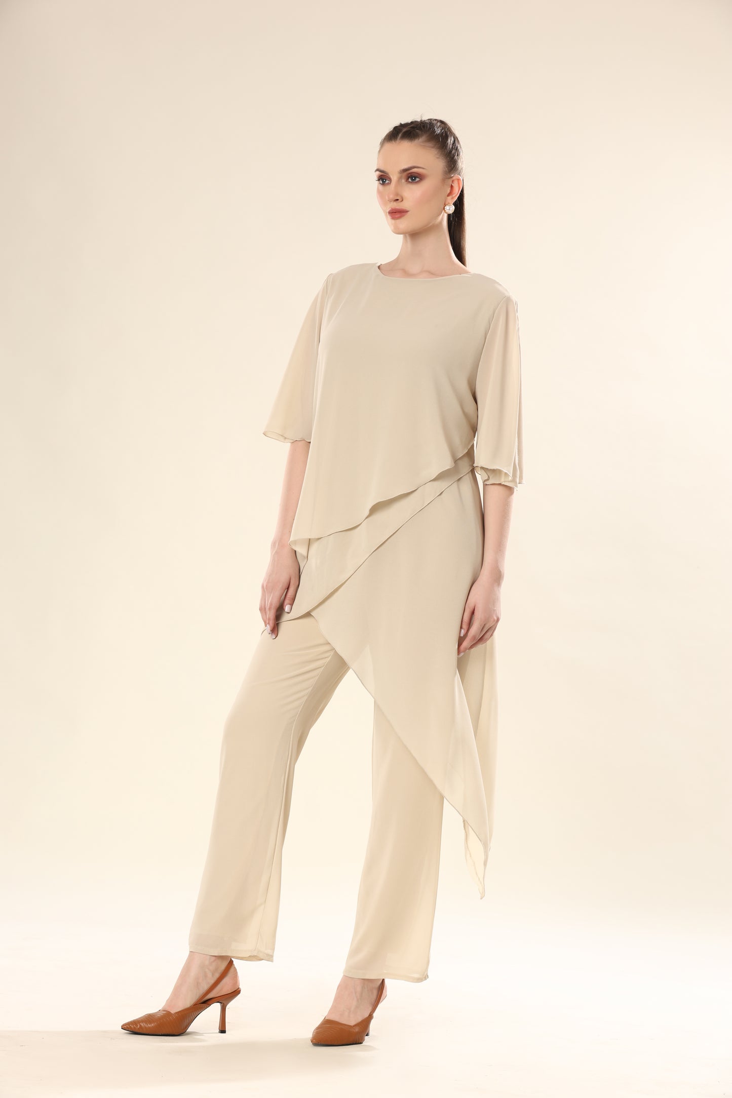 Set Of Translucent Tunic And Long Pants - Co ord set