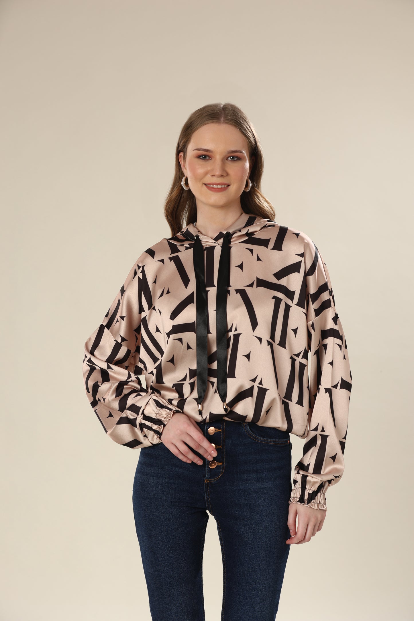 Satin Serenity Loose Fit Hoody Top