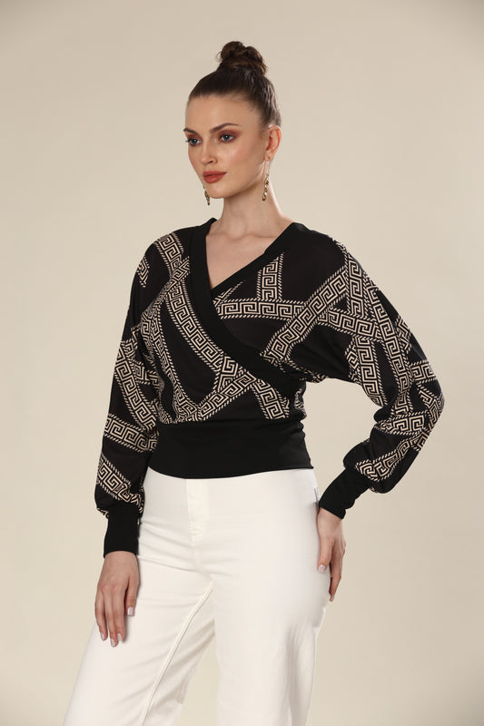 Chick Black Geometry Charm Top
