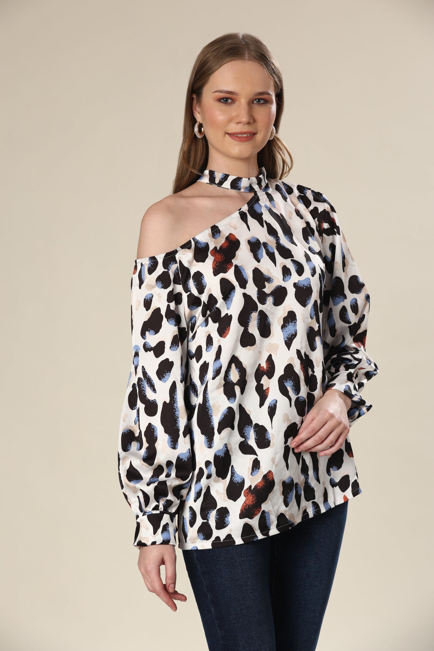 Marbled Majesty Asymmetric Leopard Charm Top