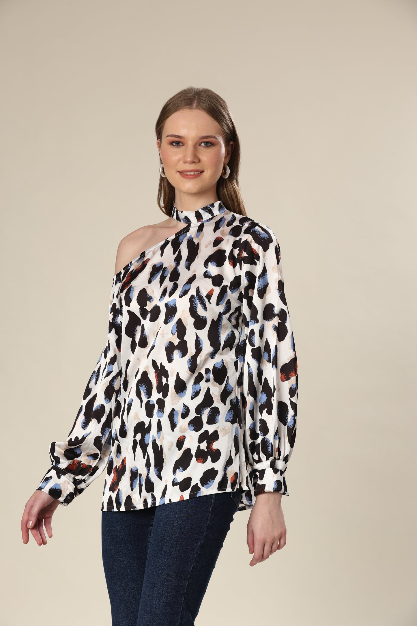 Marbled Majesty Asymmetric Leopard Charm Top