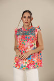 Pink Petunia Boho Clinic Top