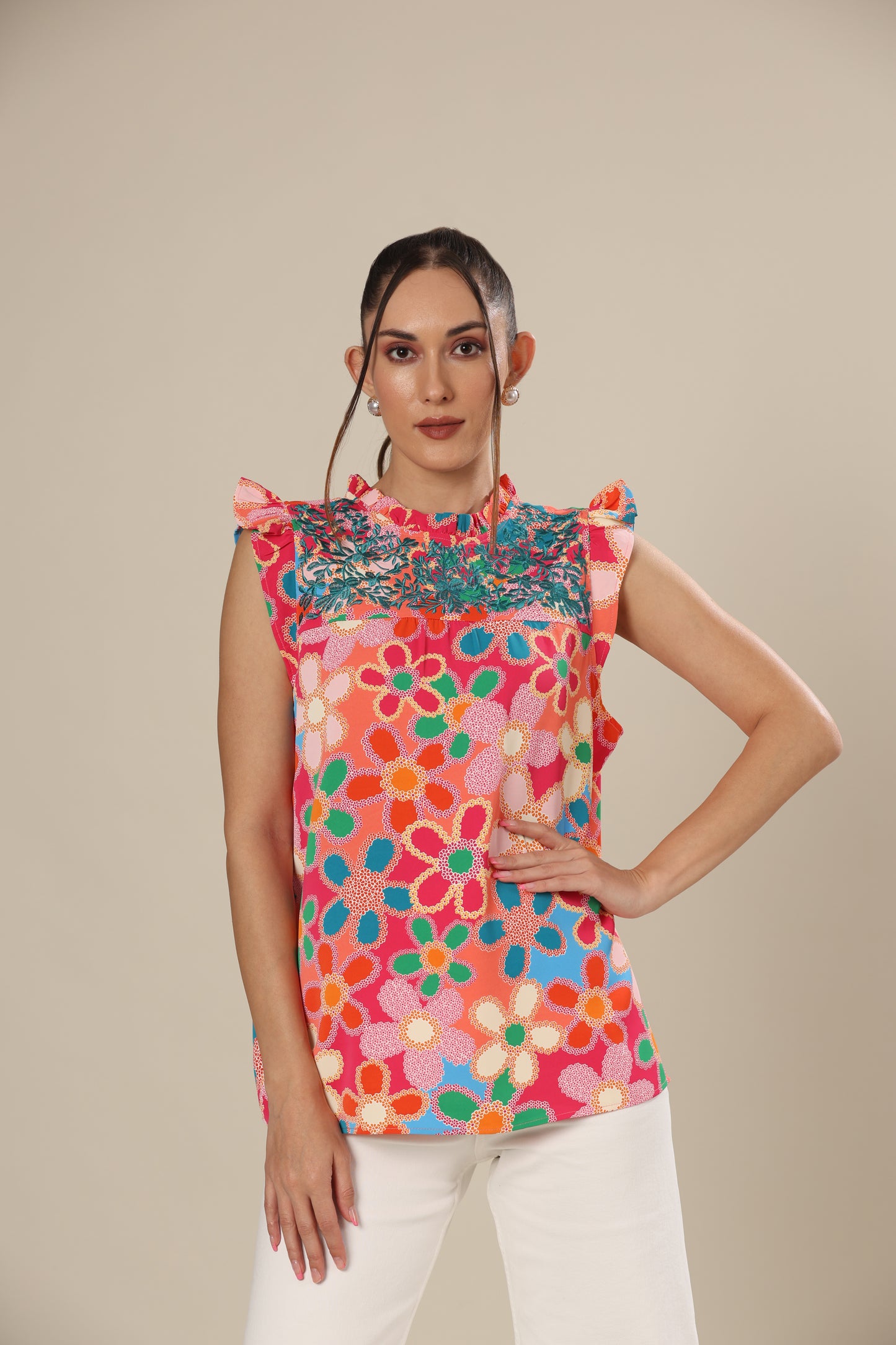 Pink Petunia Boho Clinic Top