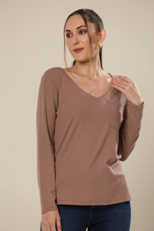 Warm Walnut Knit Bliss Top
