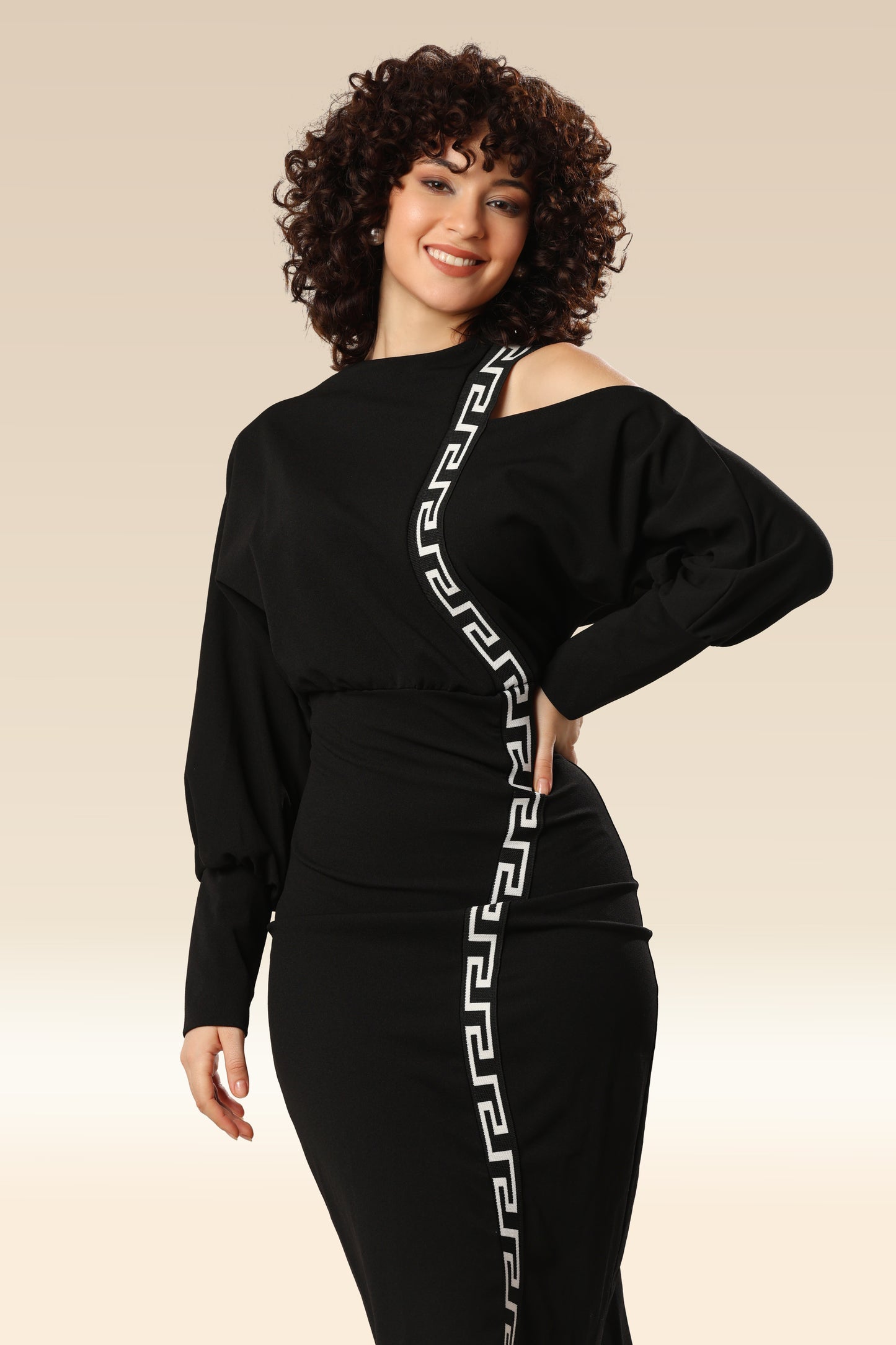 Geometric Gala Off-Shoulder Stunner Dress