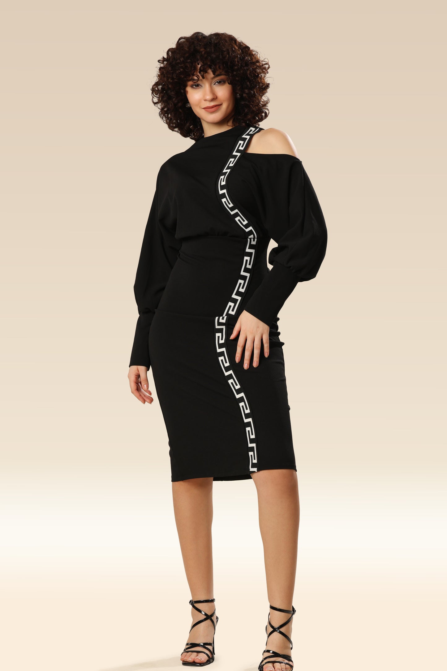 Geometric Gala Off-Shoulder Stunner Dress