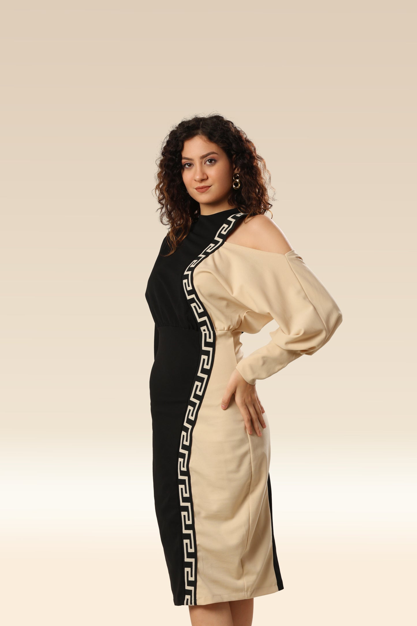 Geometric Gala Off-Shoulder Stunner Dress