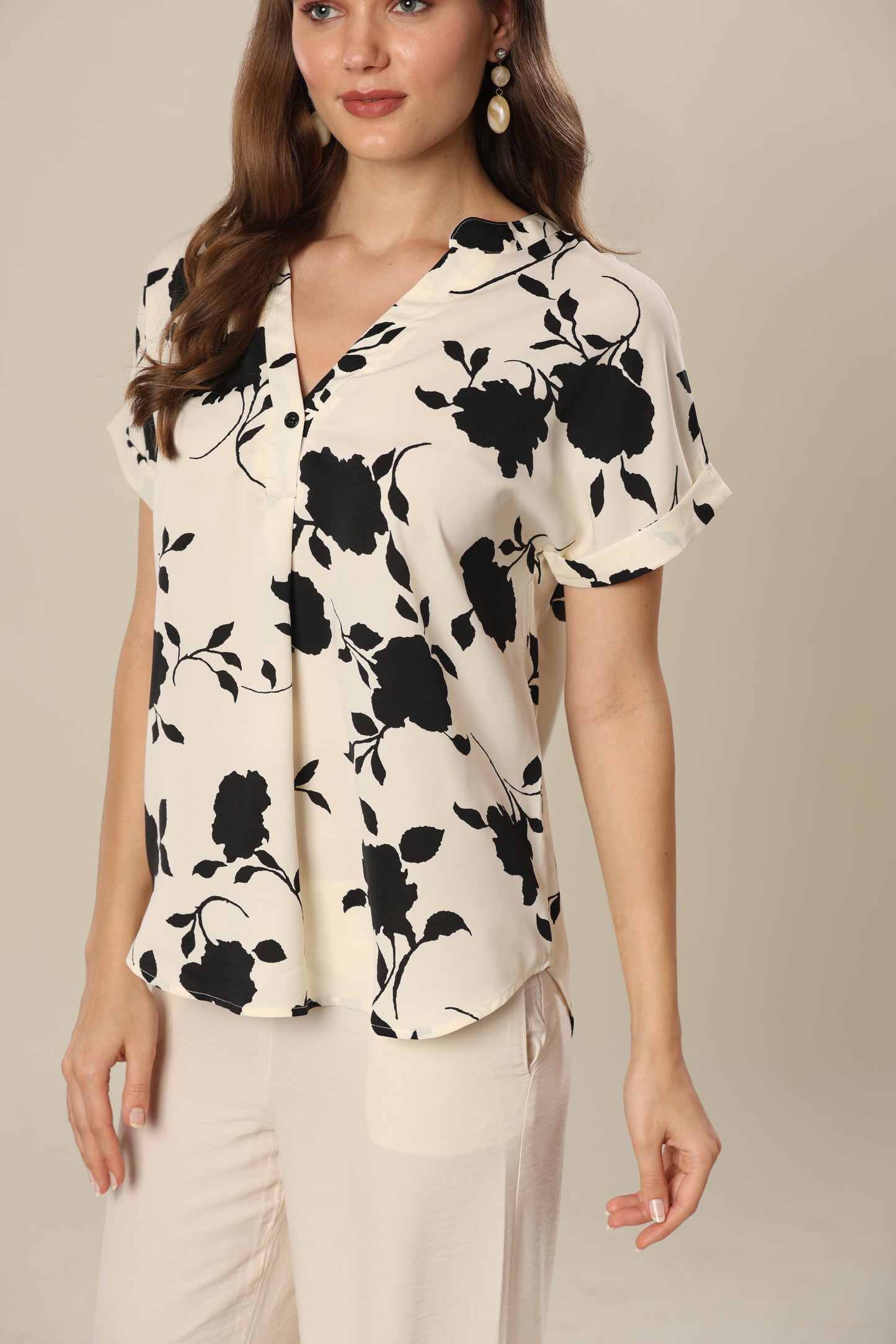 Bisque Blossom Print Top