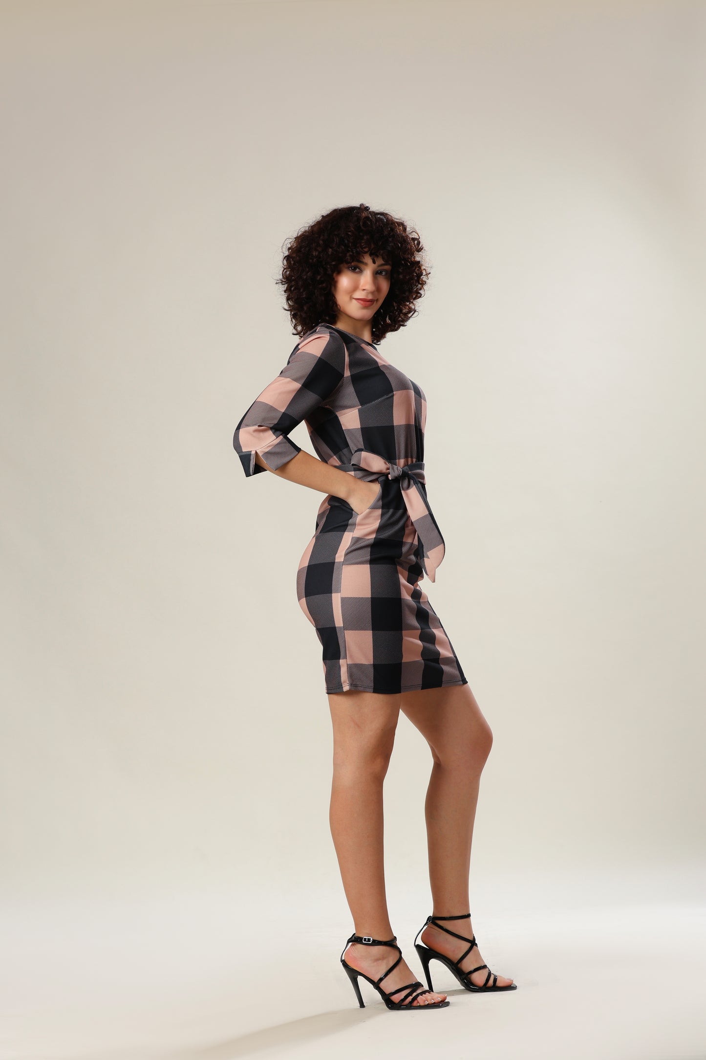 Smoky Vogue Checkered Elegance Dress