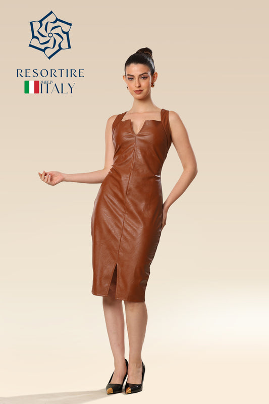 City Glamour Faux Leather Dress