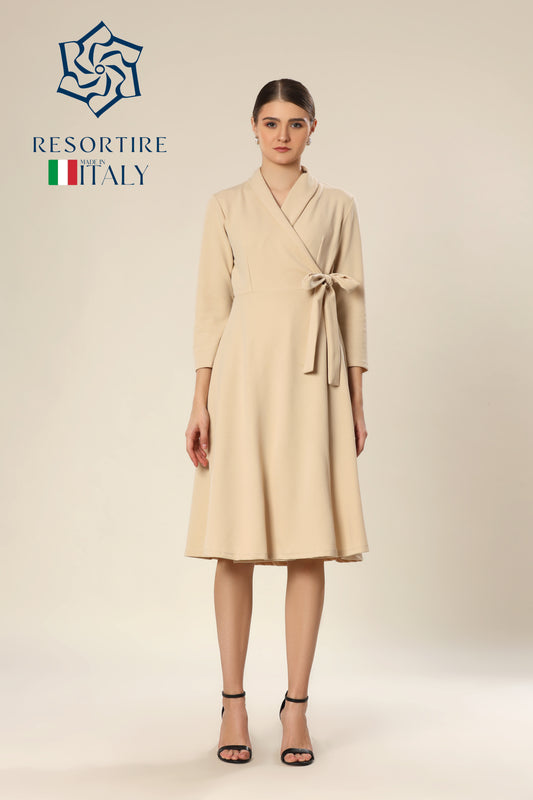 Graceful Belted Dress With Collared Sophistication