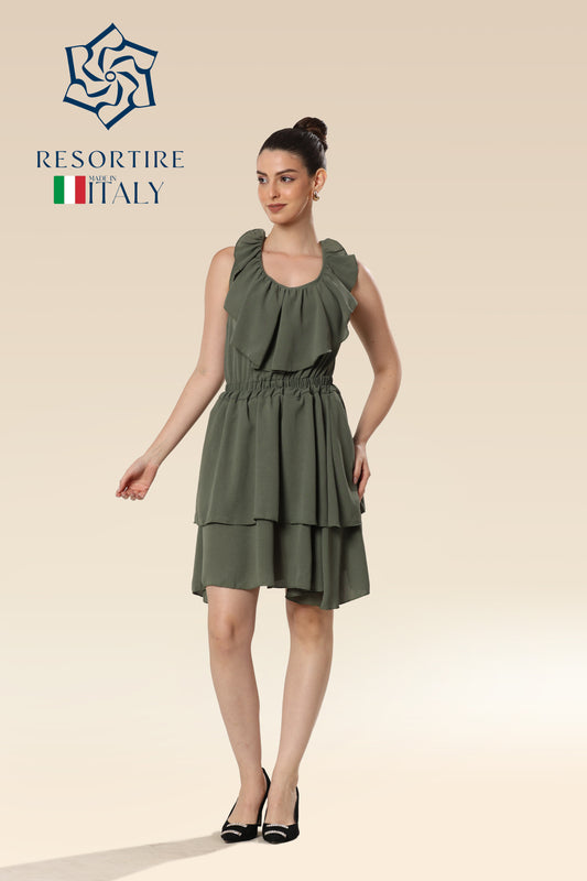 Plunging Olive Glamour Dress