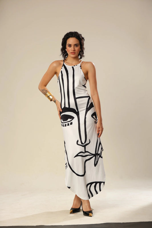 White And Black Visage Dress