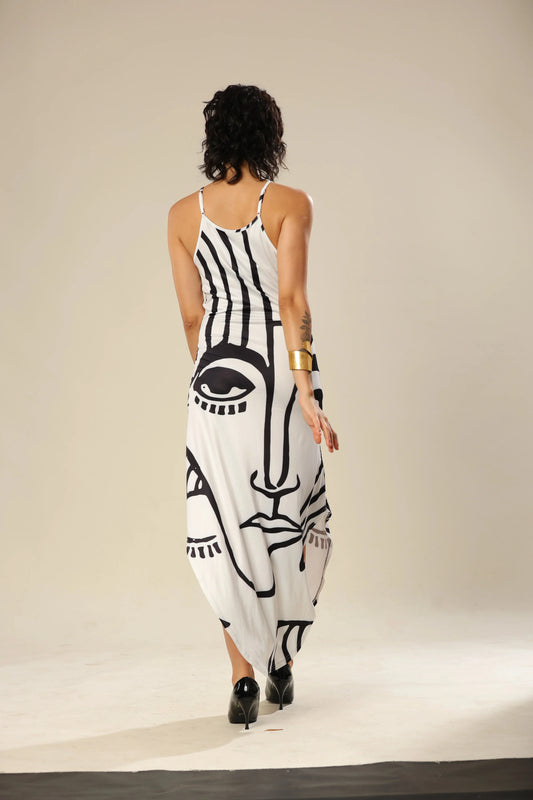 White And Black Visage Dress