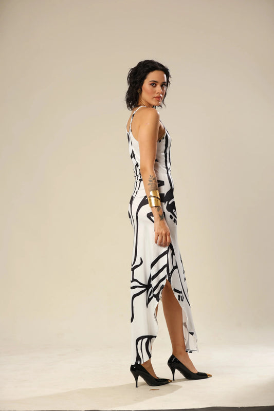 White And Black Visage Dress