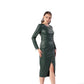 Fit Zip Sensation In Green Bodycon Dress