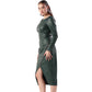 Fit Zip Sensation In Green Bodycon Dress