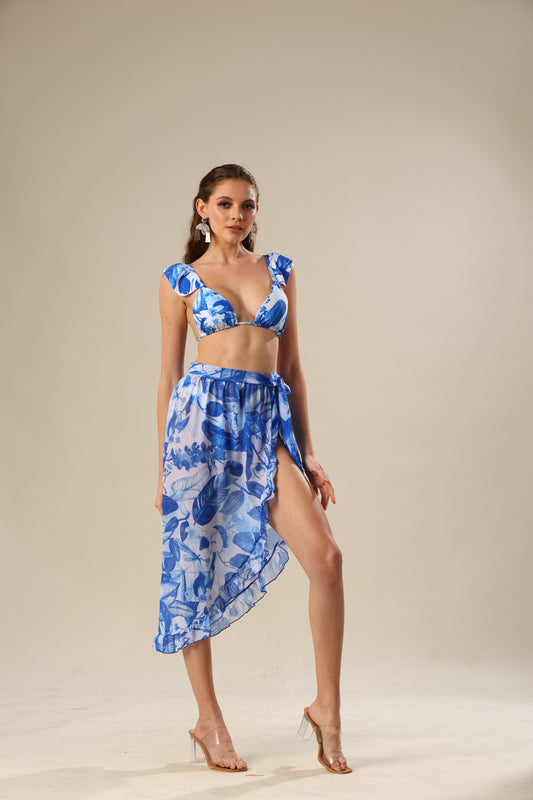 Blue Lagoon Blossom Bikini Set