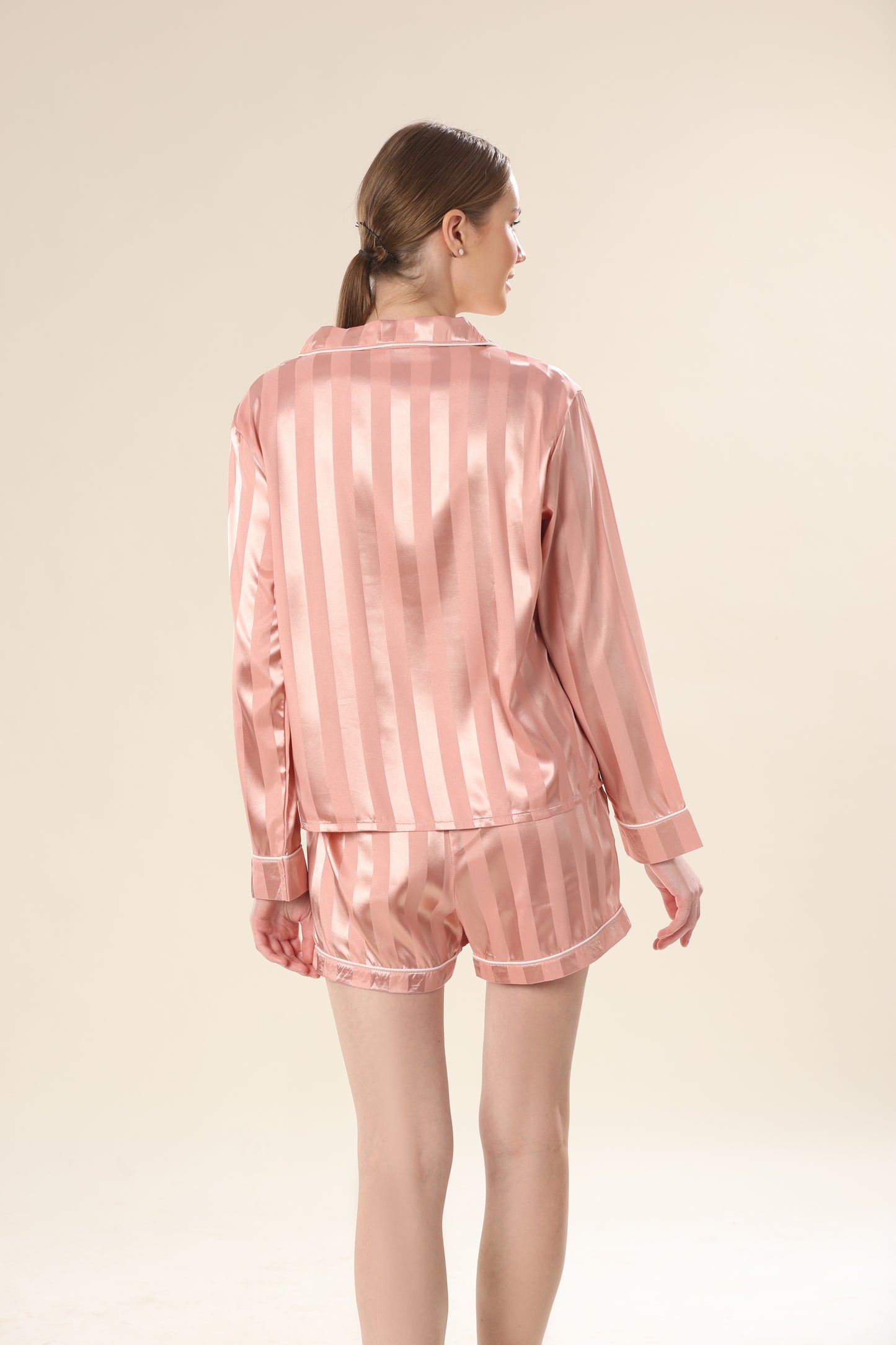 Candy Stripes Pink Satin Night Wear