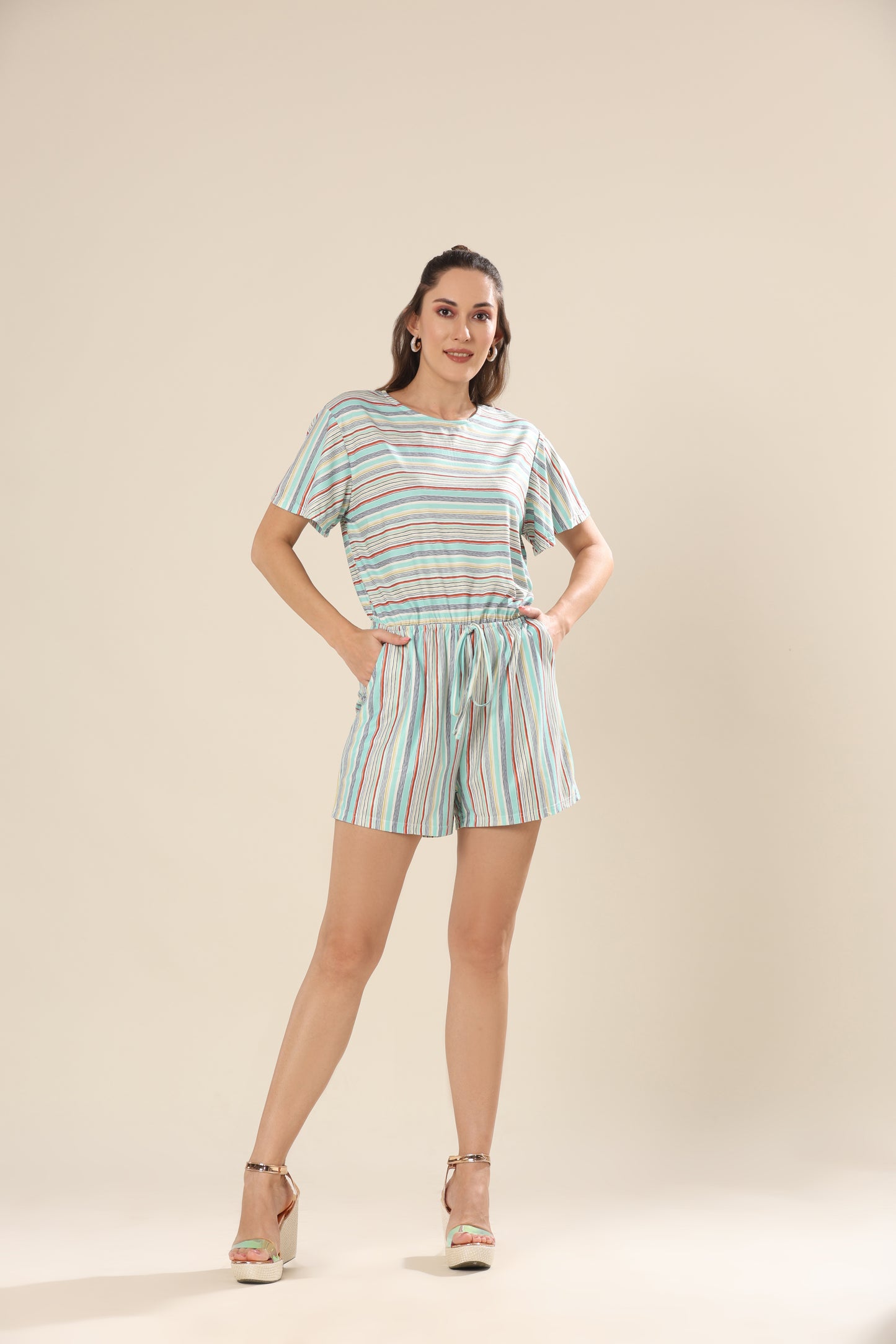 Forest Stripe Ensemble Romper