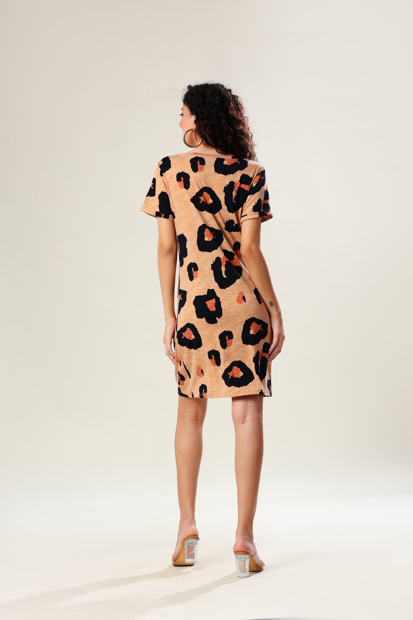 Bronze Leopard Twist Rib Dress