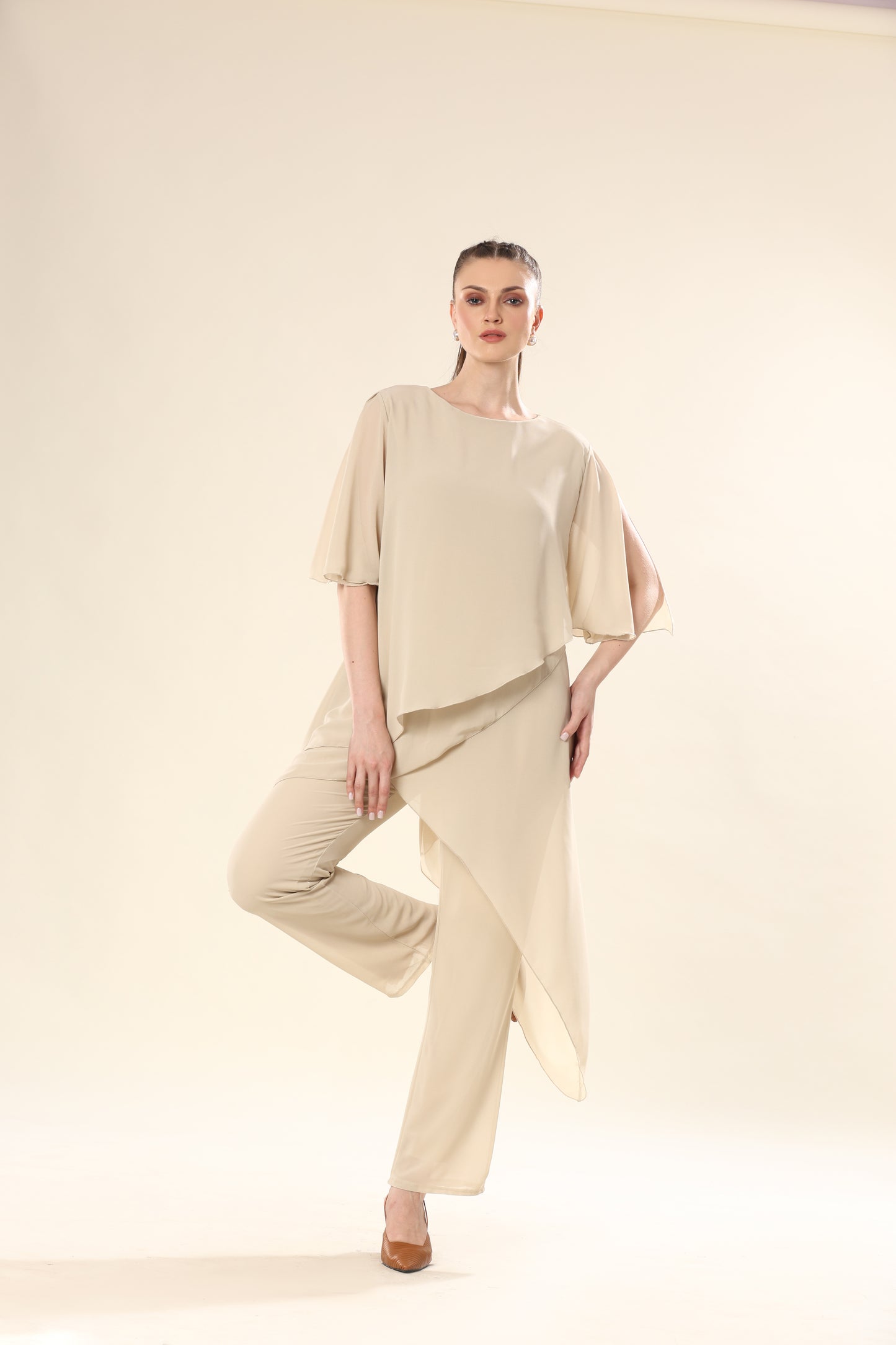 Set Of Translucent Tunic And Long Pants - Co ord set