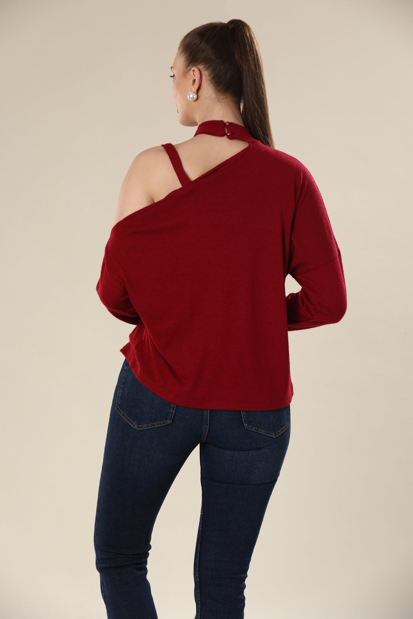 Maroon Majesty Asymmetric Elegance Top