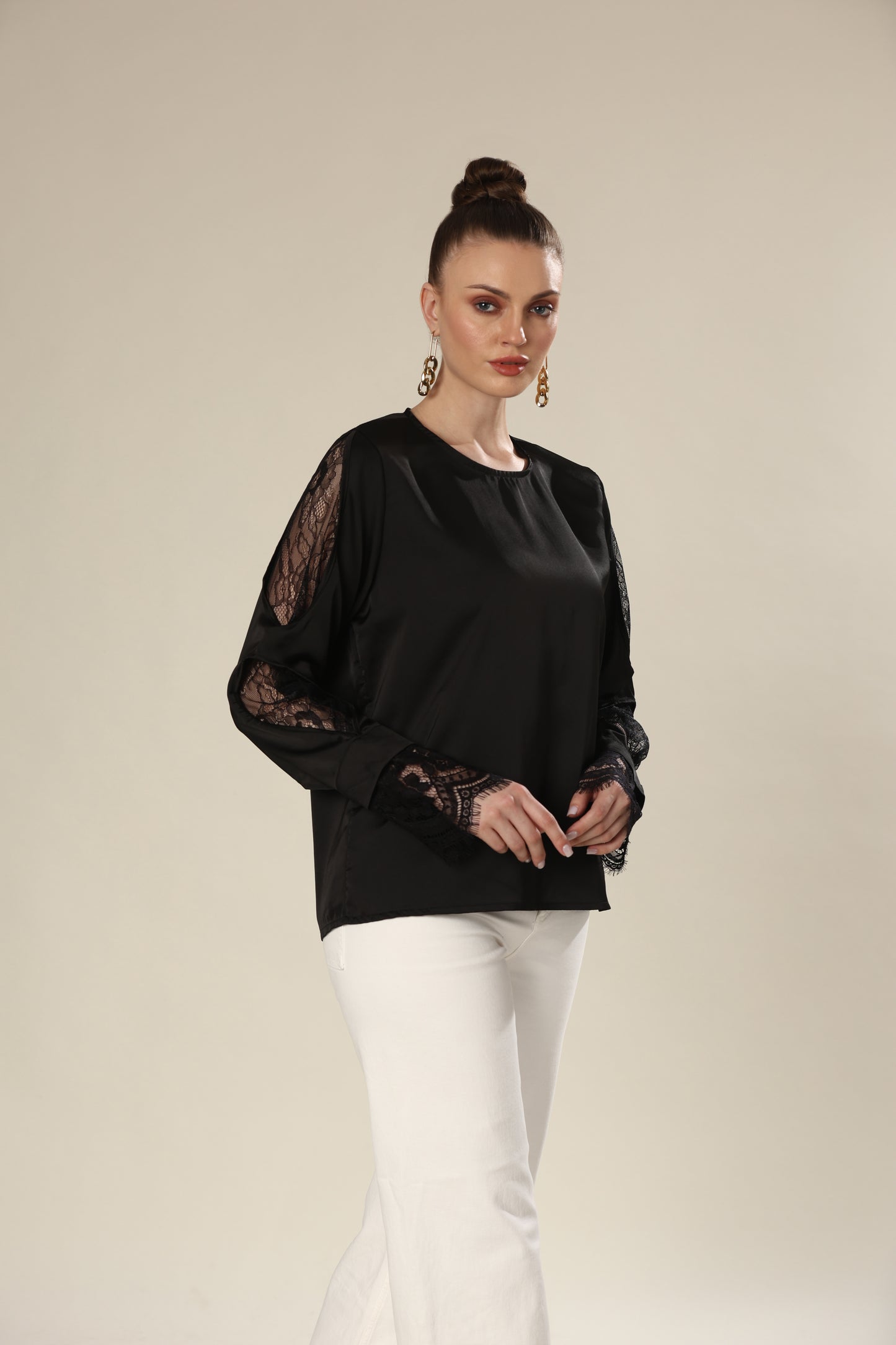 Noir Lace Long Sleeve Elegance Top