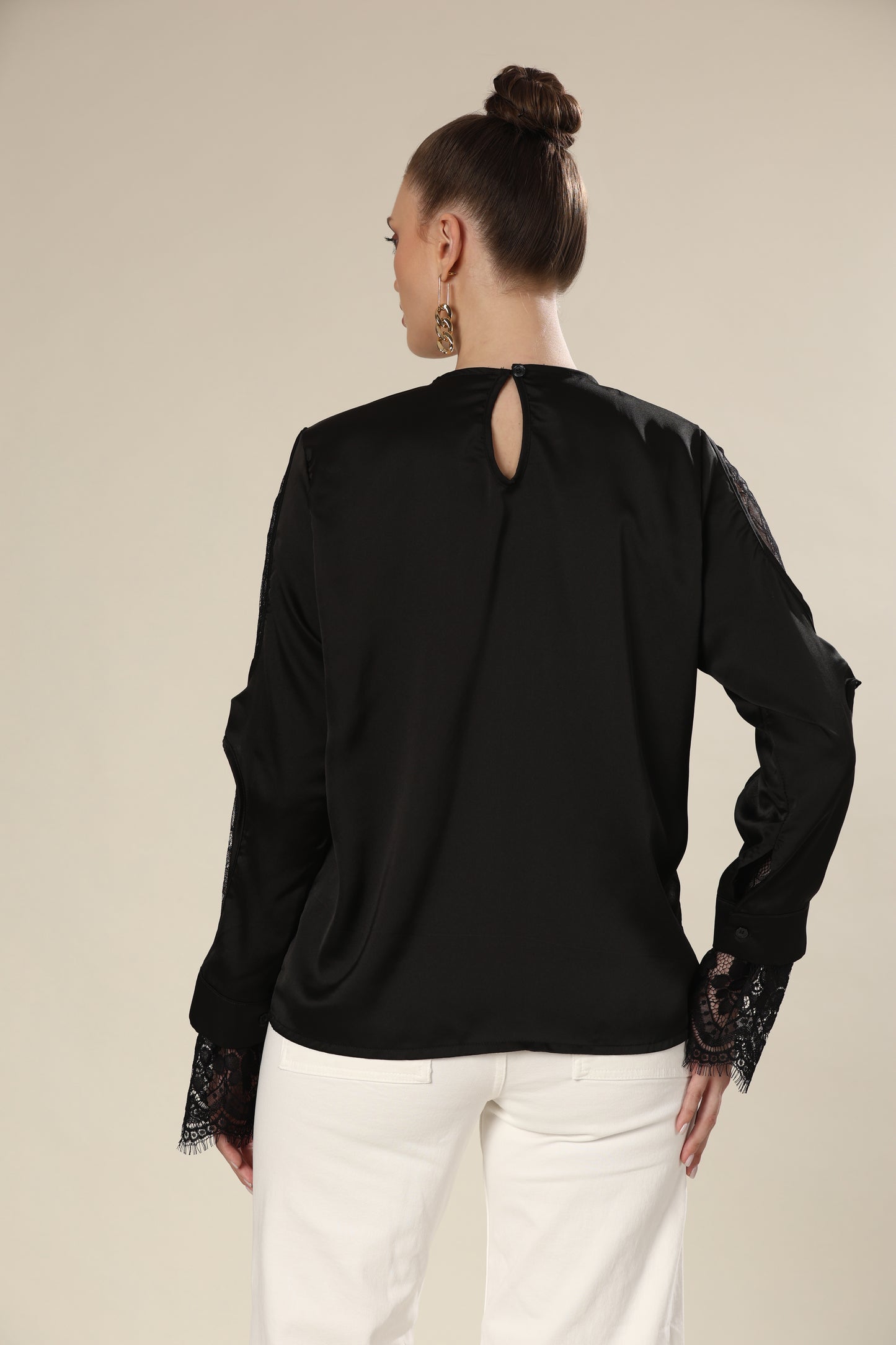 Noir Lace Long Sleeve Elegance Top