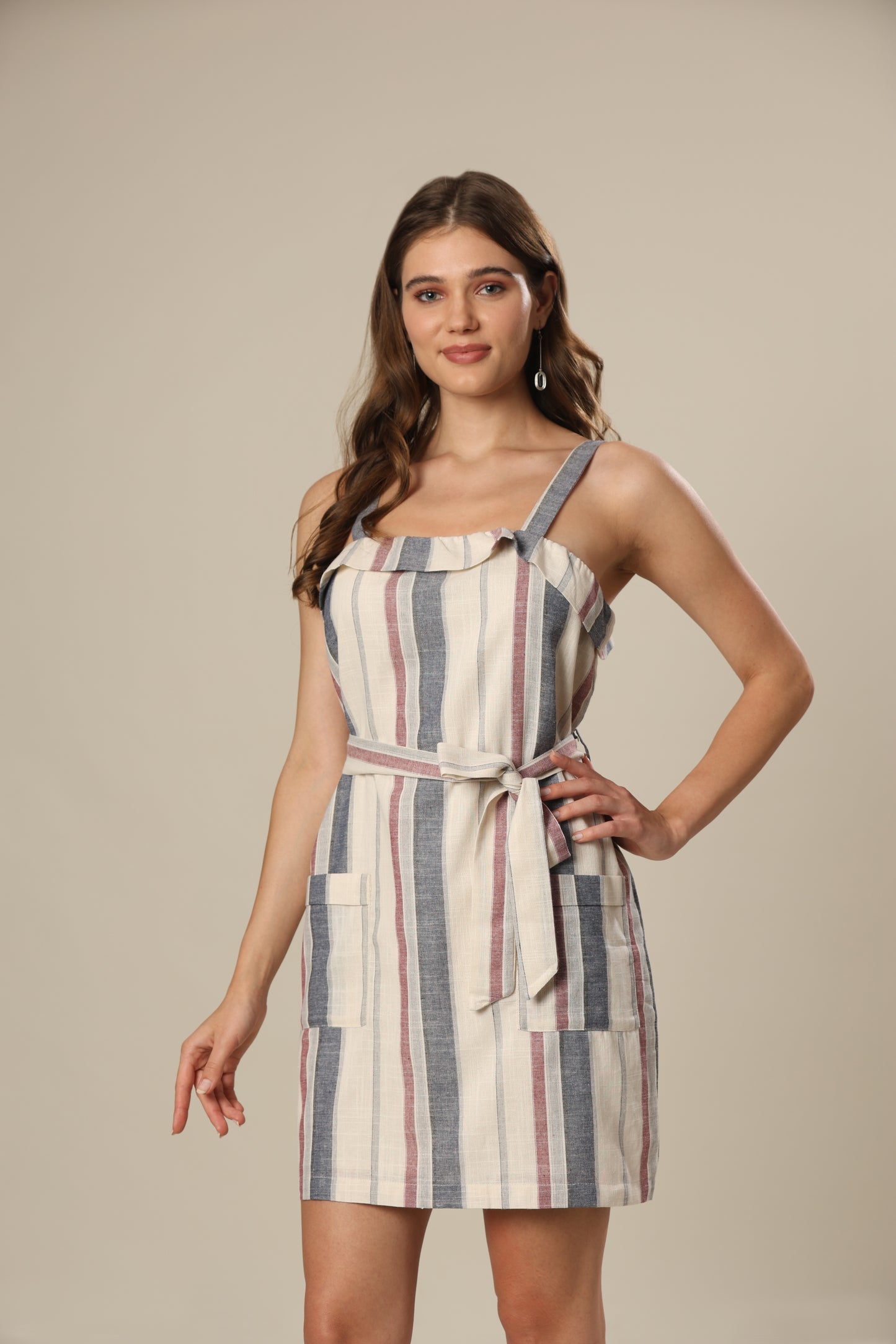 Creamy Canvas Striped Dress