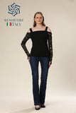 Sheer Lace Sleeve Fitted Top