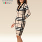 Vogue Grid Belted Beauty Dress