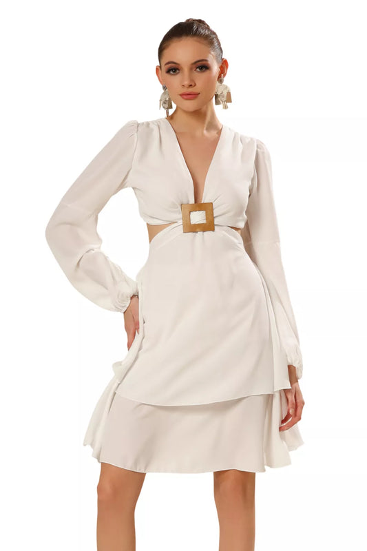 Angel's Touch Plunge & Ruffle Dress
