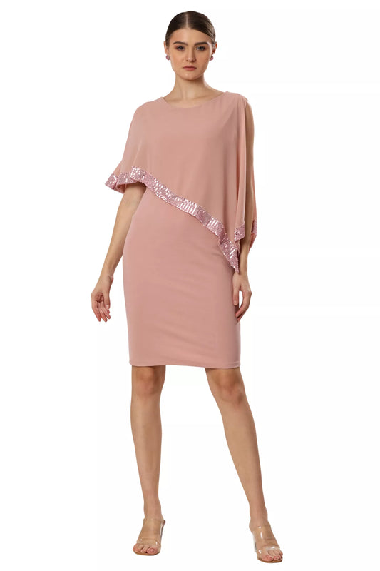 Antique Pink Sequin Cascade Dress
