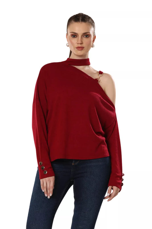 Maroon Majesty Asymmetric Elegance Top