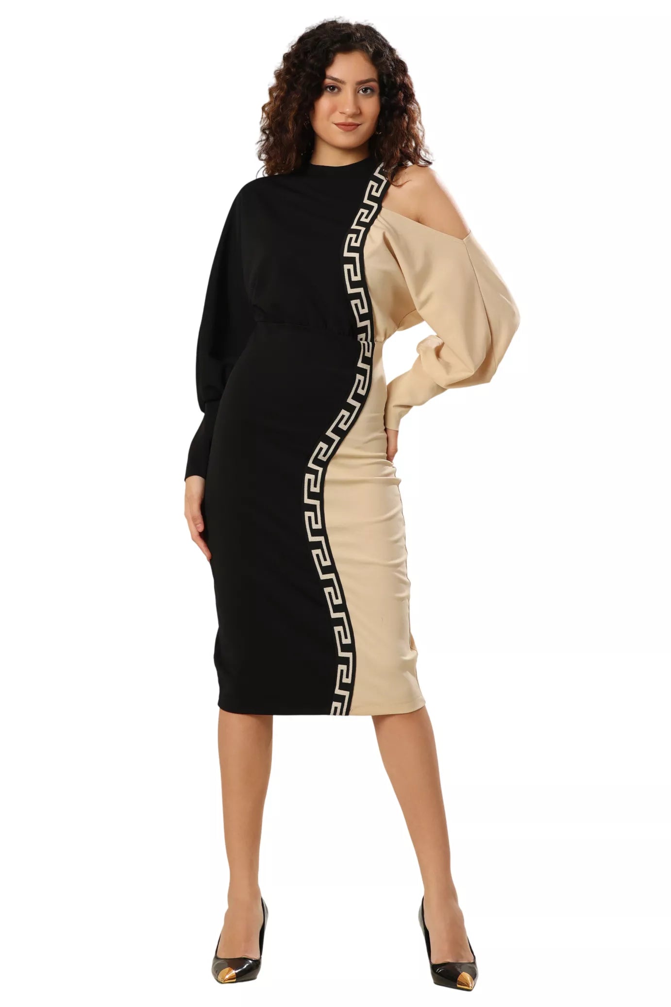 Geometric Gala Off-Shoulder Stunner Dress
