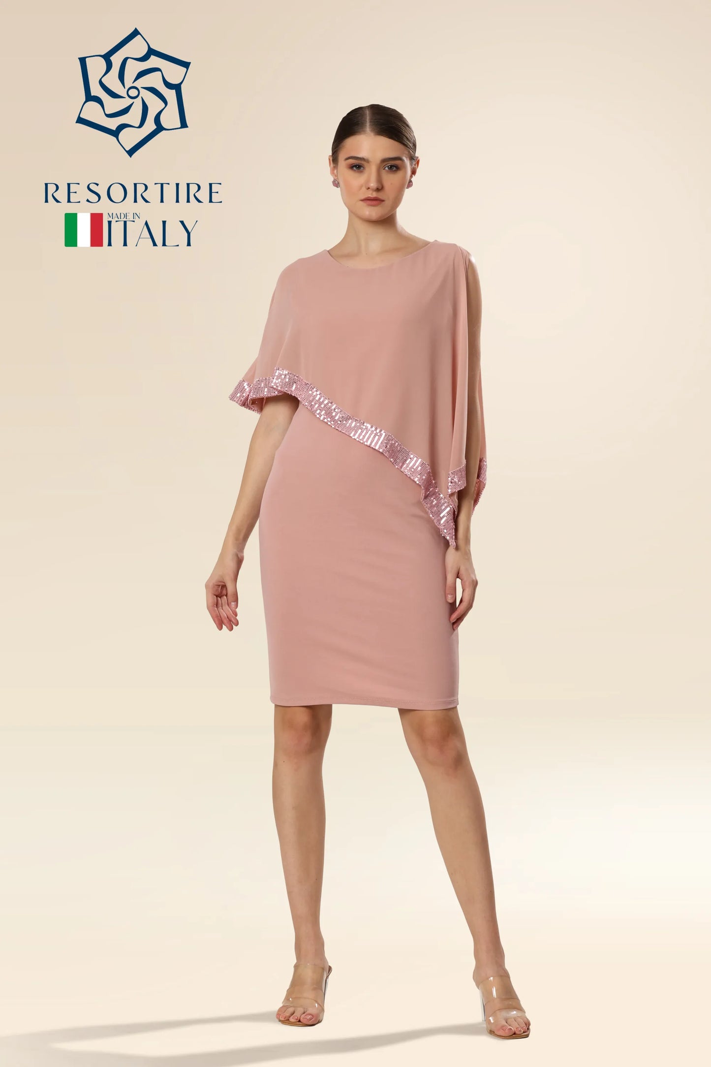 Antique Pink Sequin Cascade Dress