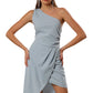 Azure Draped Elegance Dress