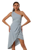 Azure Draped Elegance Dress
