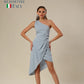 Azure Draped Elegance Dress