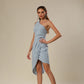 Azure Draped Elegance Dress