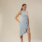 Azure Draped Elegance Dress