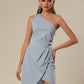 Azure Draped Elegance Dress