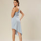 Azure Draped Elegance Dress